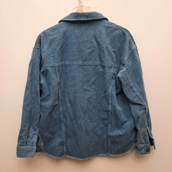 Zara Corduroy Oversized Button Frayed Hem Long  Sleeve Shirt - Picture 8 of 8